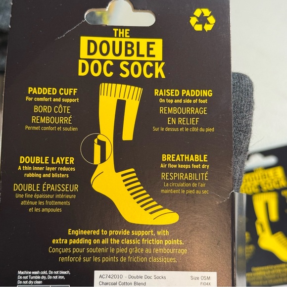 Dr. Martens Double Doc Socks 2- pair set S/M white charcoal padded - Picture 7 of 7